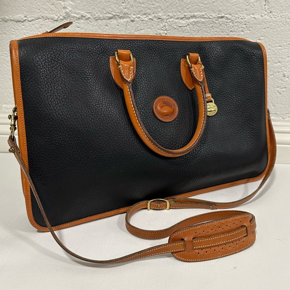 1980's Vintage Dooney & Bourke Leather Laptop Bag / Top Handle Briefcase